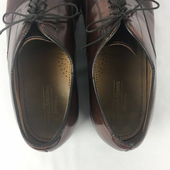 Johnston Murphy Optima Brown Leather Cap Toe Oxford Dress Shoes Mens 11 D/B USA